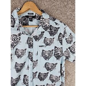 Volcom Outer Banks Shirt Blue Button OBX Short Sleeve Leopard Netflix Mens Large